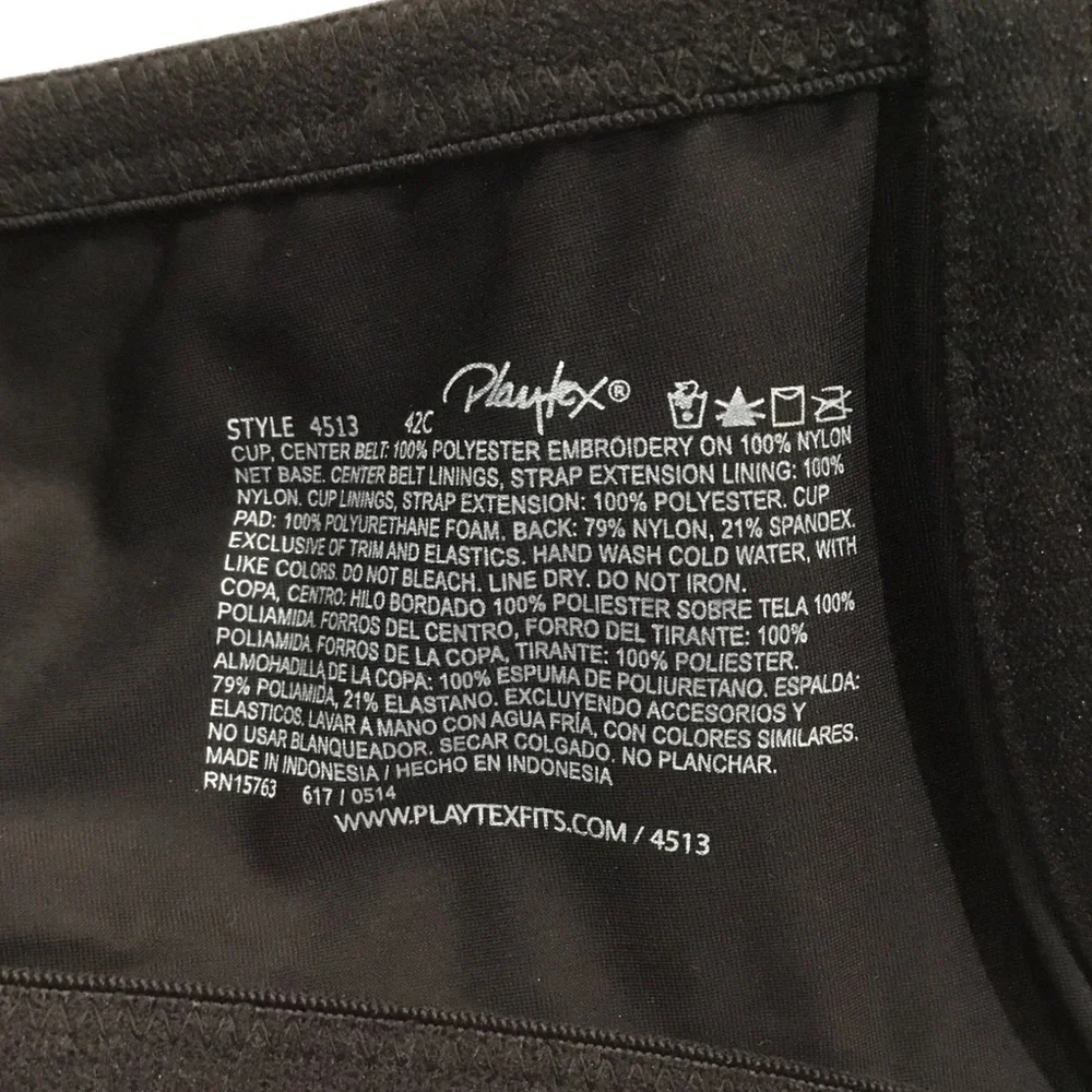 Playtex Secrets Black Underwire Bra 4523 with Embroidery Detail New with tag - Picture 4 of 7